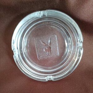 Vintage Playboy Club Clear Glass Cigarette Ashtray w/Embossed Bunny Logo